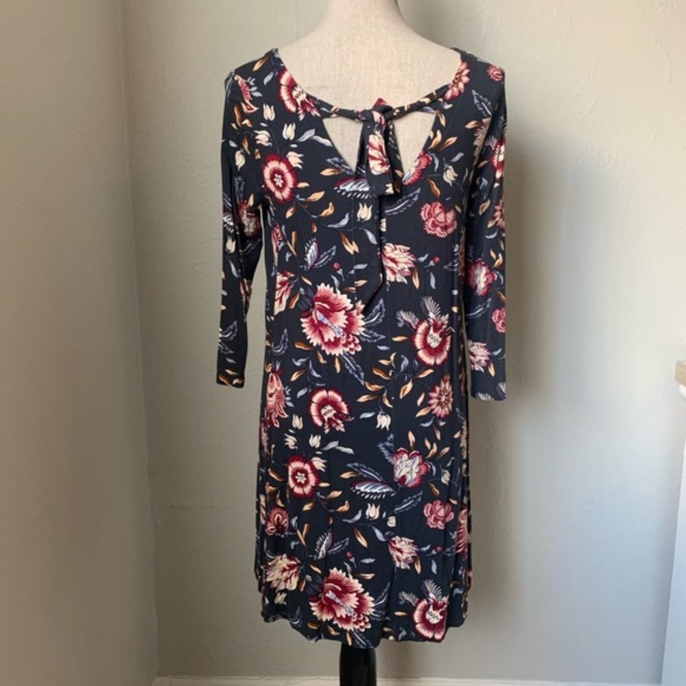 Loft blue and pink floral print shift dress size XS